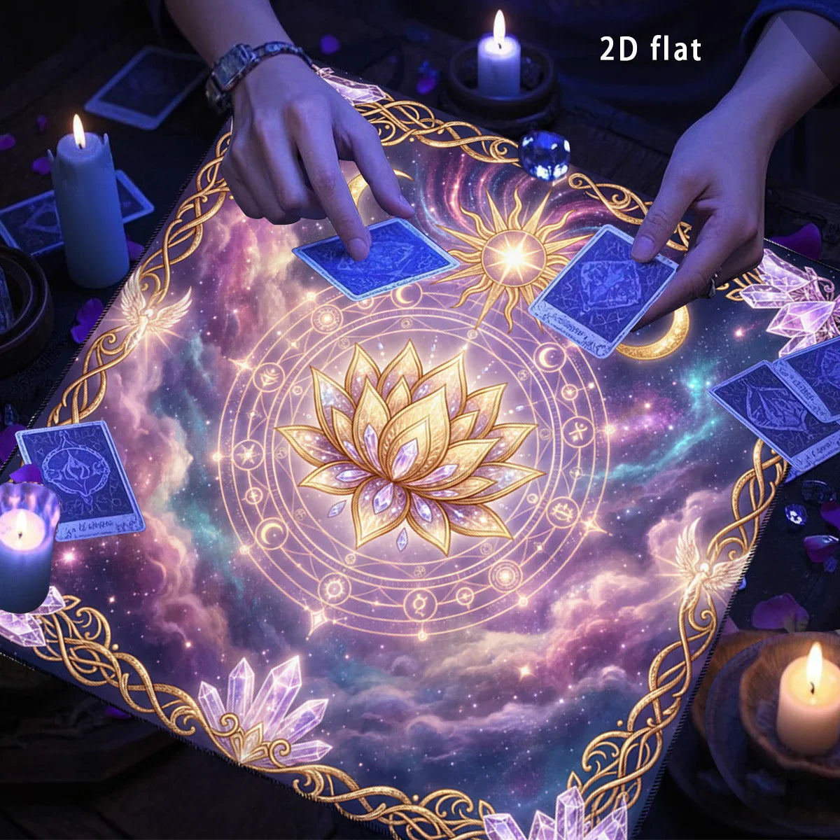 Meditation altar cloth – crystal lotus divination table cover