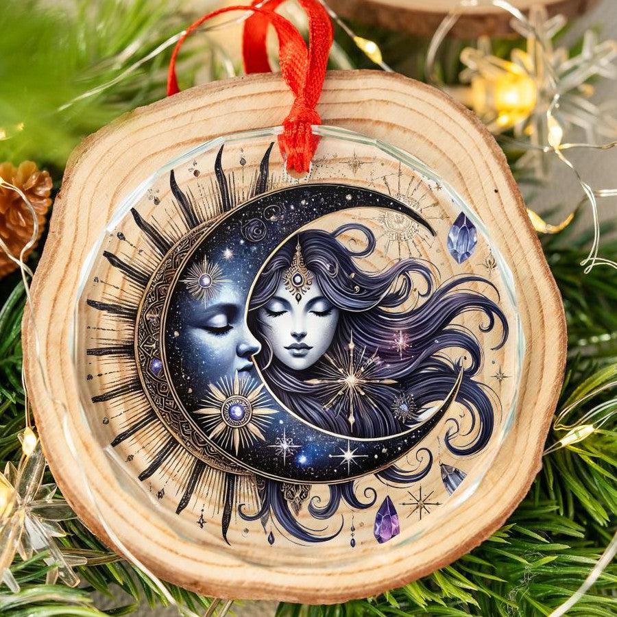 Crystal Moon Goddess Glass Ornament Pagan Yule Ornament-MoonChildWorld
