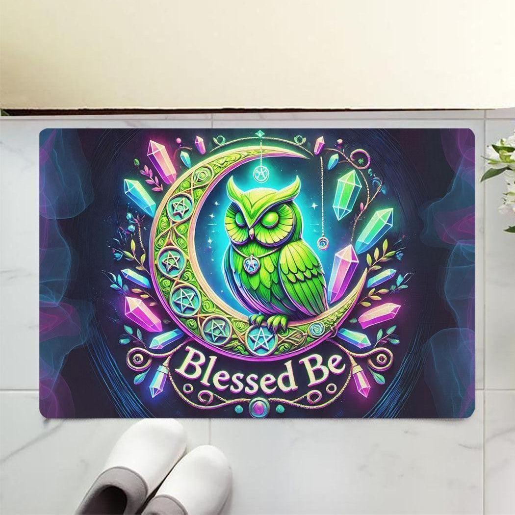 Crystal Moon Owl Doormat Witchy Doormat for Pagan Home Decor-MoonChildWorld