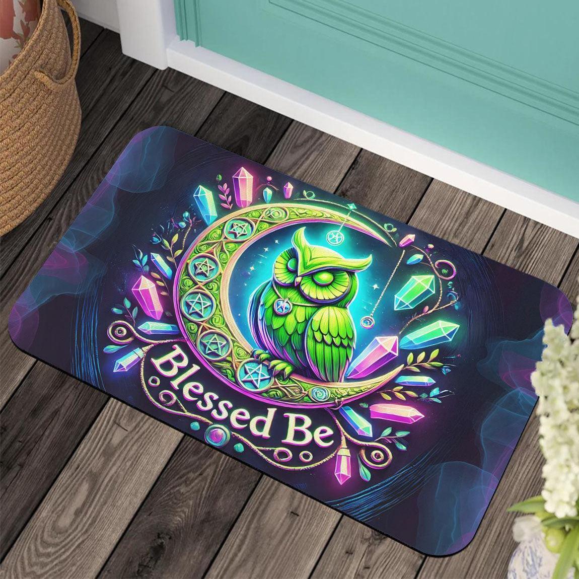 Crystal Moon Owl Doormat Witchy Doormat for Pagan Home Decor-MoonChildWorld