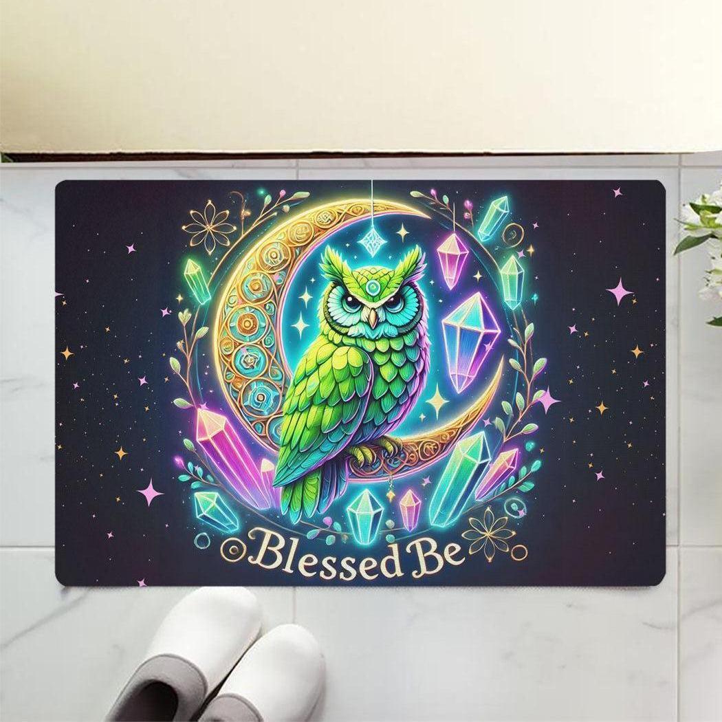 Crystal Moon Owl Doormat Witchy Doormat for Wicca Home Decor-MoonChildWorld