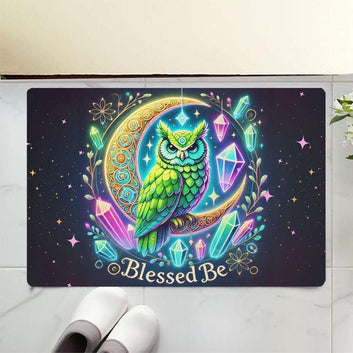 Crystal Moon Owl Doormat Witchy Doormat for Wicca Home Decor-MoonChildWorld