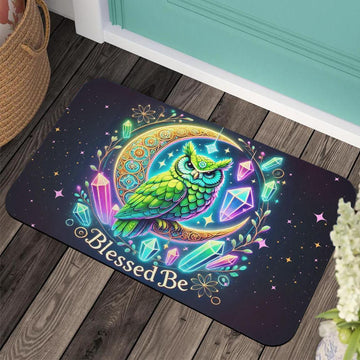 Crystal Moon Owl Doormat Witchy Doormat for Wicca Home Decor-MoonChildWorld