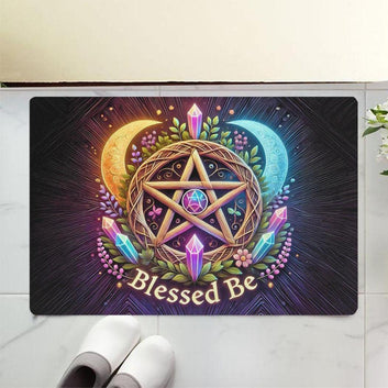 Crystal Moon Pentacle Doormat for Wiccan Pagan Decor-MoonChildWorld