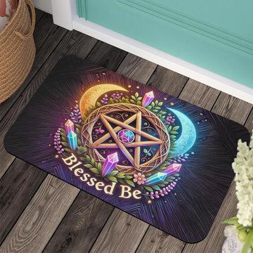 Crystal Moon Pentacle Doormat for Wiccan Pagan Decor-MoonChildWorld