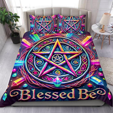 Crystal Pentacle Pagan Bedding Set Wicca Pentagram Bedding Set-MoonChildWorld
