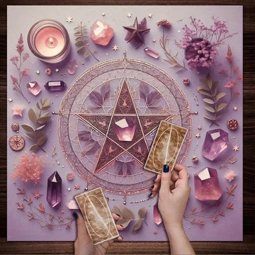 Crystal Pentagram Tarot Cards Tablecloth Witch Altar Cloth Sun Moon Wicca Divination Cloth Pendulum Ritual Mat-MoonChildWorld