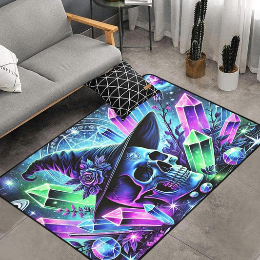 Crystal Skelenton Witch Area Rug Witchy Carpet for Halloween-MoonChildWorld