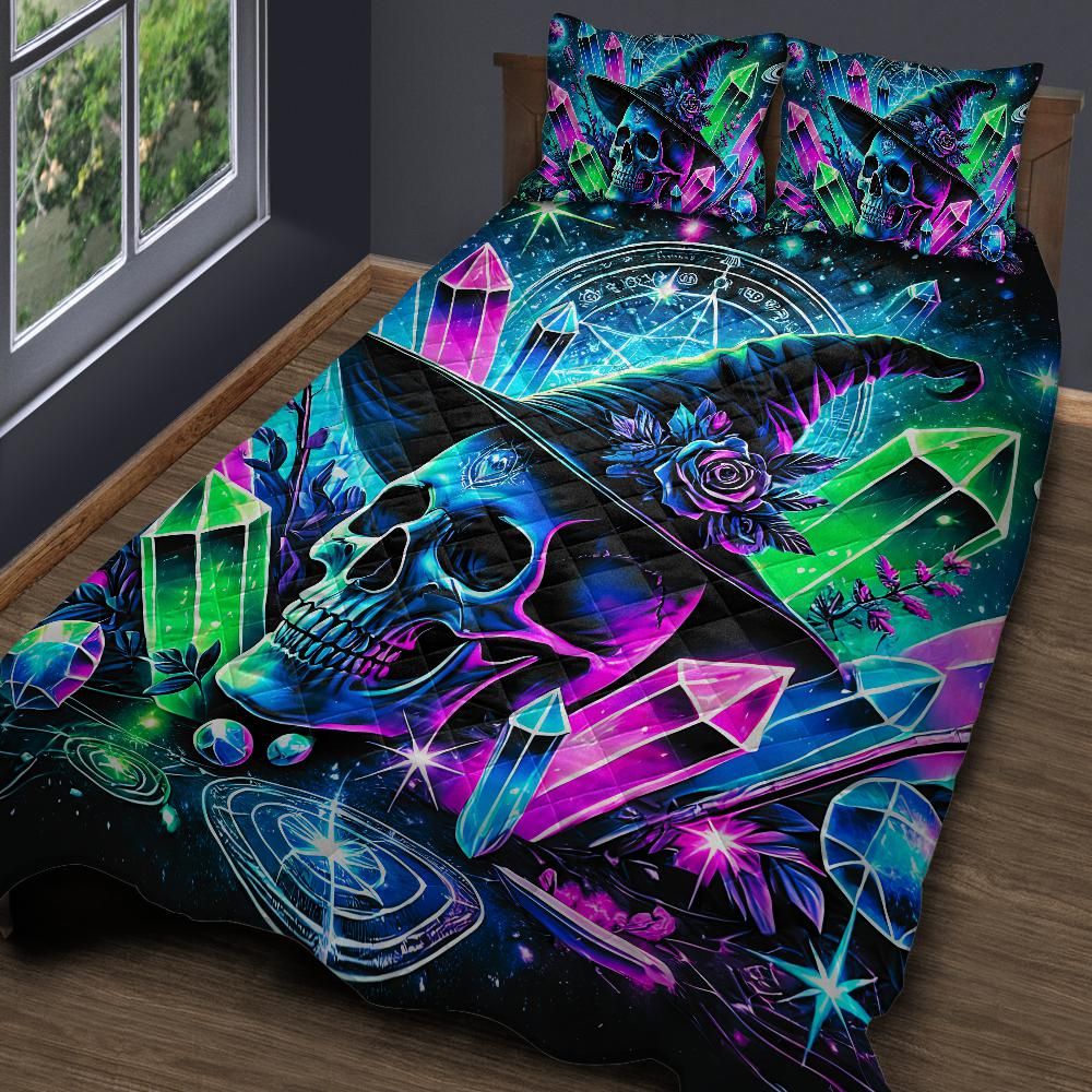 Crystal Skull Witch Quilt Bedding Set for Halloween-MoonChildWorld