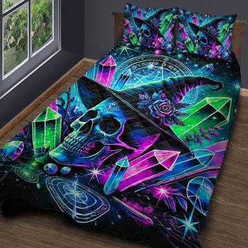 Crystal Skull Witch Quilt Bedding Set for Halloween-MoonChildWorld