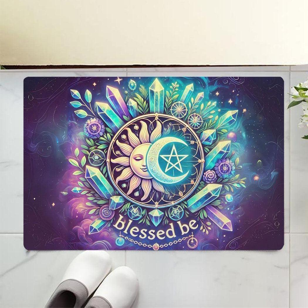 Crystal Sun and Moon Doormat Magick Wicca Doormat for Pagan Home Decor-MoonChildWorld