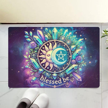Crystal Sun and Moon Doormat Magick Wicca Doormat for Pagan Home Decor-MoonChildWorld