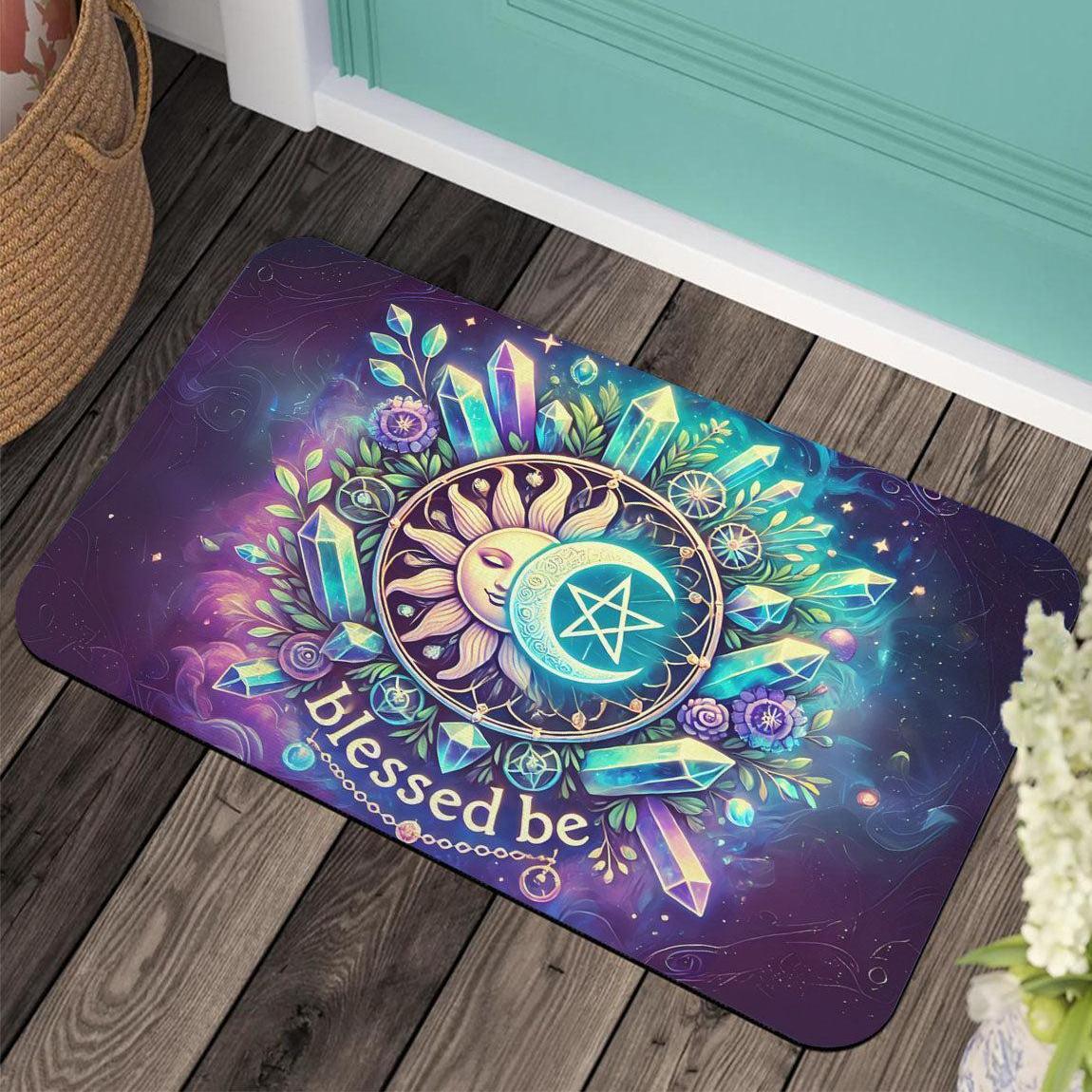 Crystal Sun and Moon Doormat Magick Wicca Doormat for Pagan Home Decor-MoonChildWorld