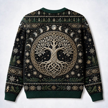 Crystal Tree Of Life Sweater Snowflake Silver Winter Knit back view