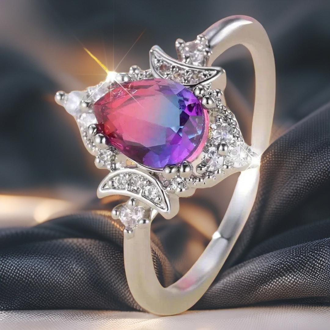 Crystal Triple Moon Ring Wiccan Jewelry-MoonChildWorld