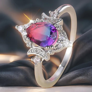Crystal Triple Moon Ring Wiccan Jewelry-MoonChildWorld