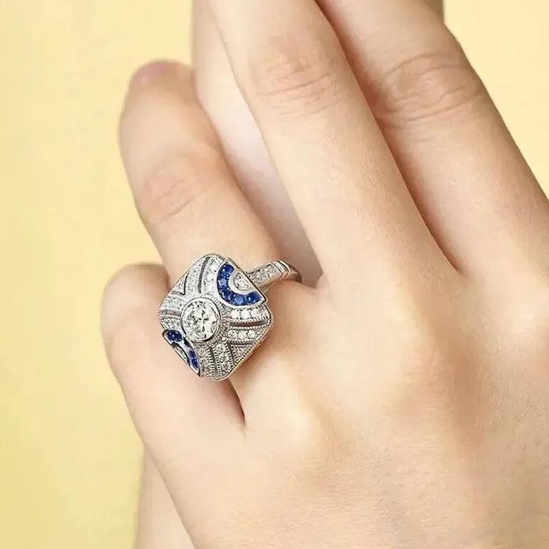 Crystal Triple Moon Ring Wiccan Jewelry-MoonChildWorld