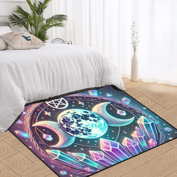 Crystal Triple Moon Wiccan Area Rug Pagan Carpet Home Decor-MoonChildWorld