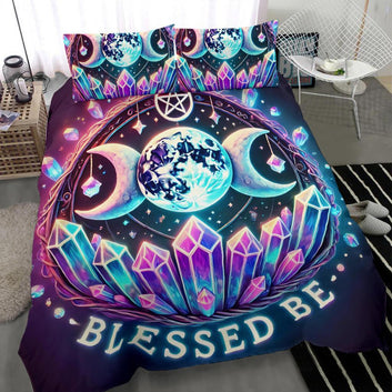 Crystal Triple moon Wicca Bedding Set for Pagan Home Decor-MoonChildWorld
