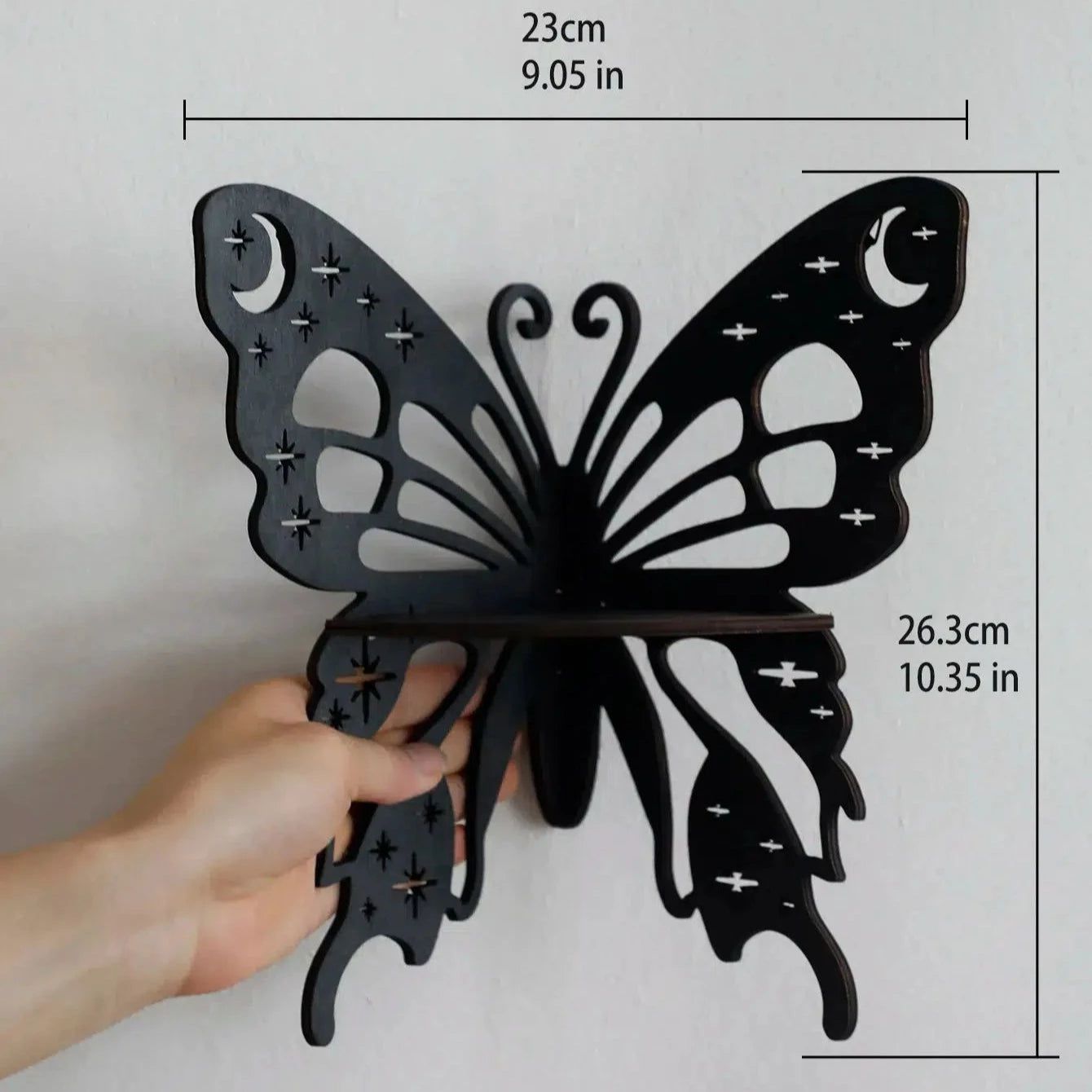 Crystal Wall Shelf Wooden Butterfly Lotus Moth Crystal Hanging Shelf-MoonChildWorld