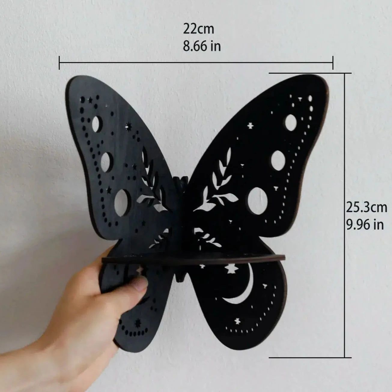 Crystal Wall Shelf Wooden Butterfly Lotus Moth Crystal Hanging Shelf-MoonChildWorld