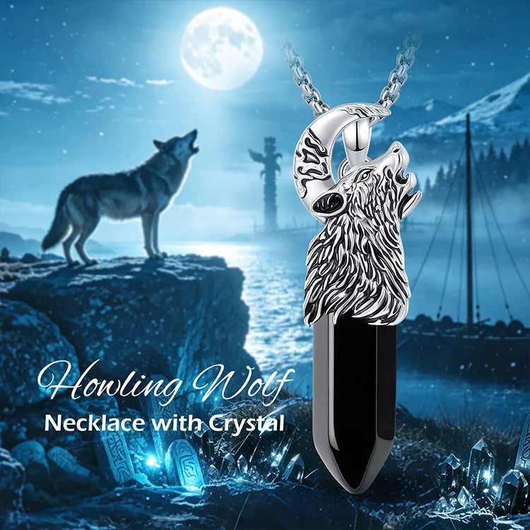 Size reference for the crystal wolf moon pendant necklace