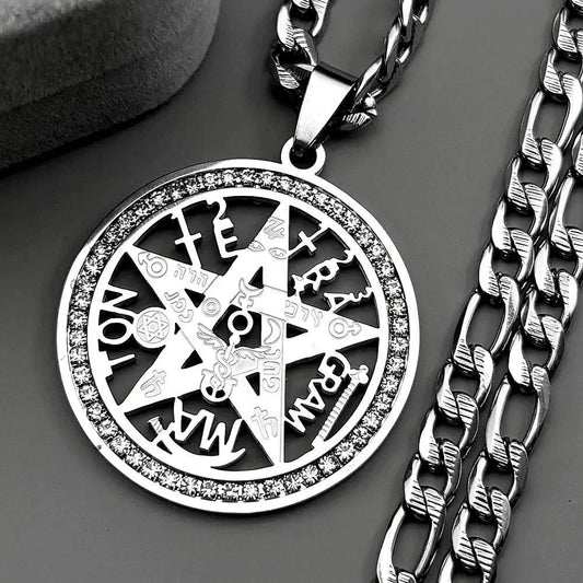 Witchcraft Pentagram Necklace - Tetragrammaton Seal of Solomon Witchcraft Pentacle Necklace-MoonChildWorld