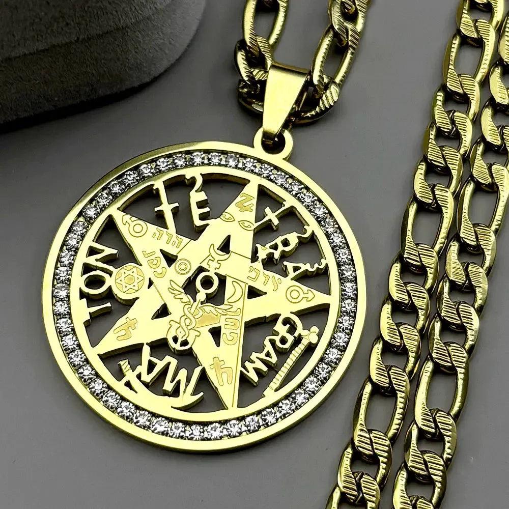 Witchcraft Pentagram Necklace - Tetragrammaton Seal of Solomon Witchcraft Pentacle Necklace-MoonChildWorld