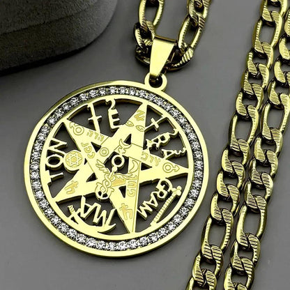 Witchcraft Pentagram Necklace - Tetragrammaton Seal of Solomon Witchcraft Pentacle Necklace-MoonChildWorld