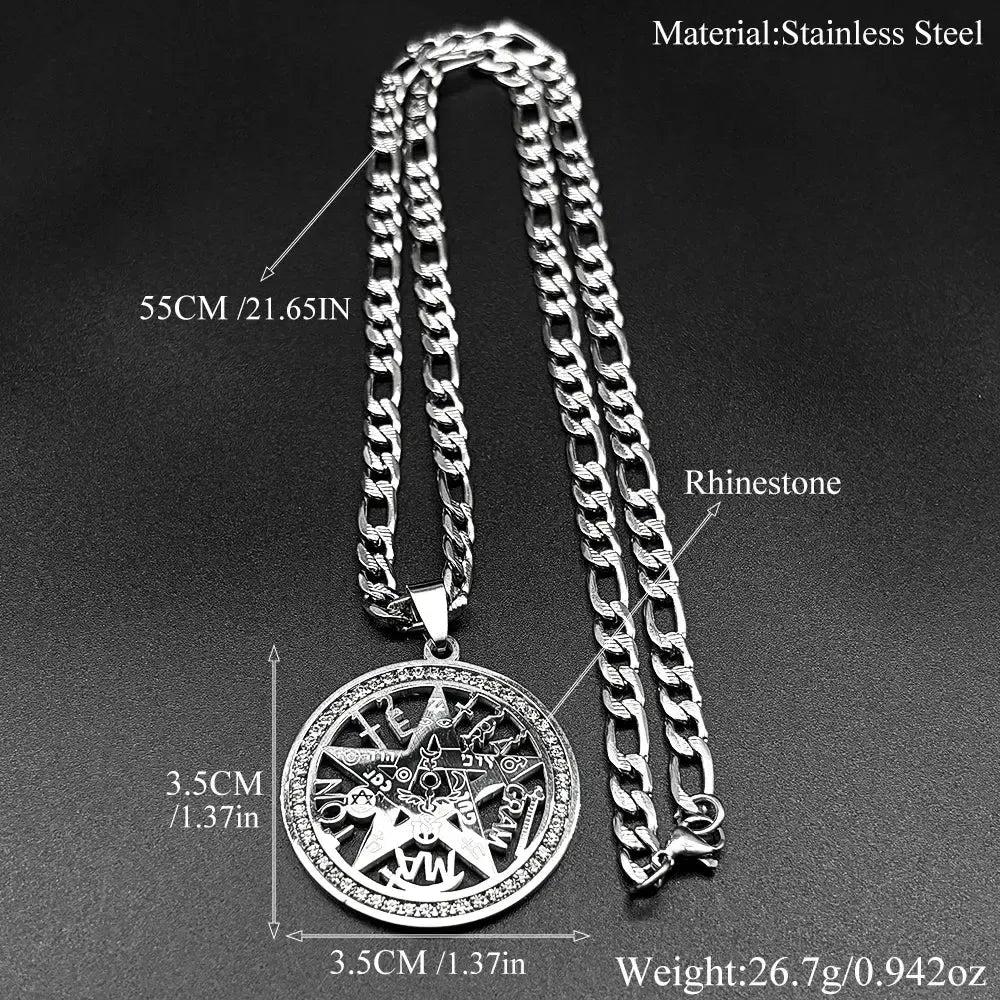 Witchcraft Pentagram Necklace - Tetragrammaton Seal of Solomon Witchcraft Pentacle Necklace-MoonChildWorld