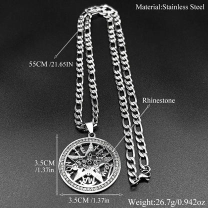 Witchcraft Pentagram Necklace - Tetragrammaton Seal of Solomon Witchcraft Pentacle Necklace-MoonChildWorld