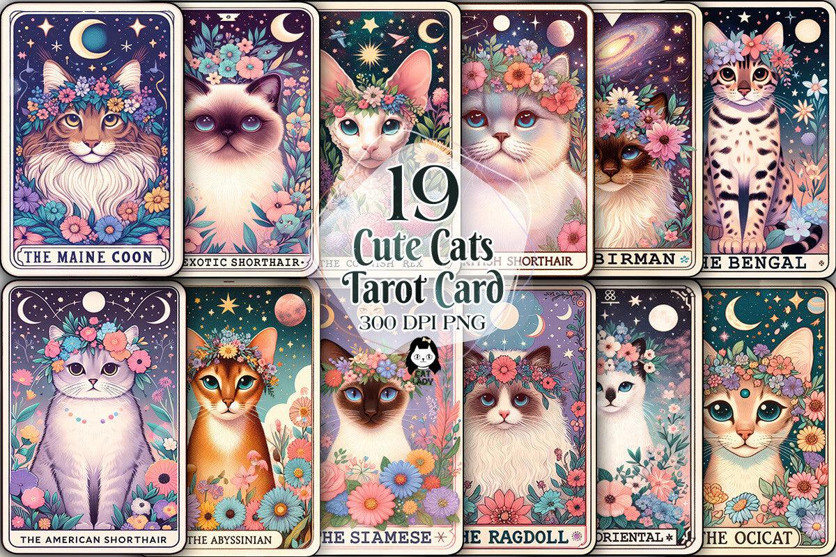 19 Cute Cats Tarot Cards Digital File-MoonChildWorld