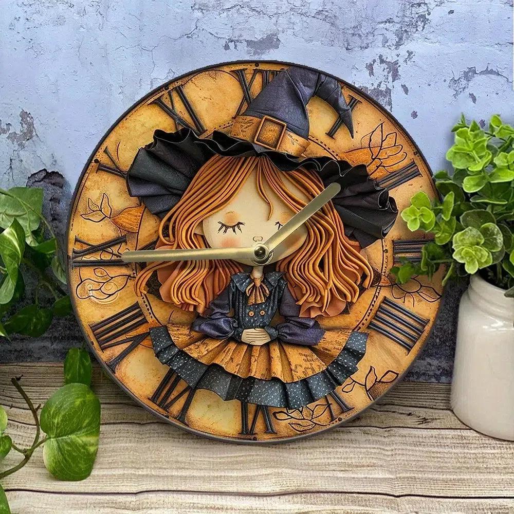 Cute Witch Wall Clock for Halloween Decorations-MoonChildWorld