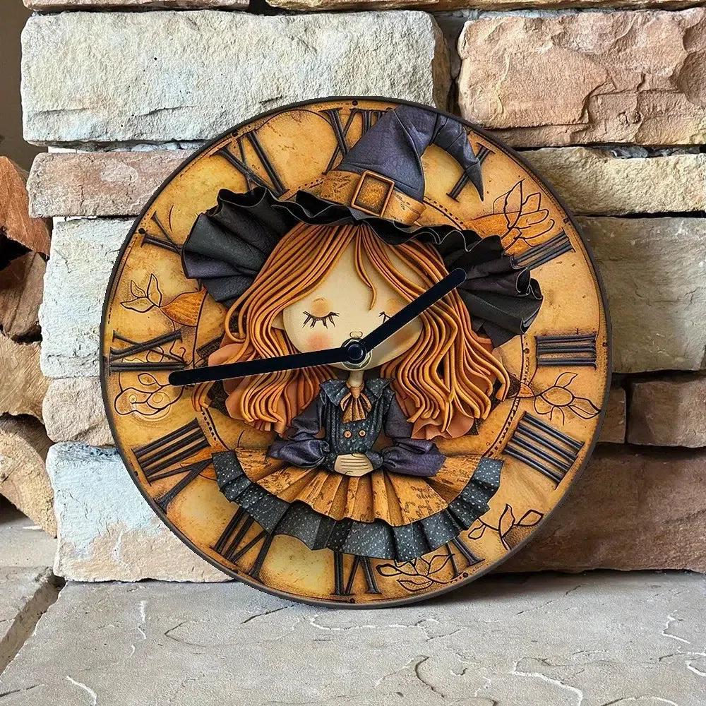 Cute Witch Wall Clock for Halloween Decorations-MoonChildWorld