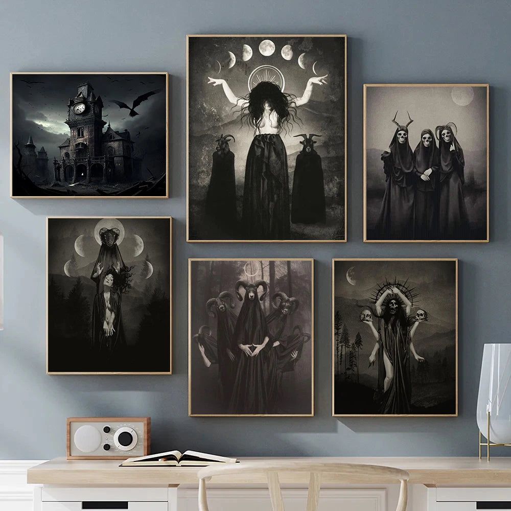 Dark Academia Poster Witch Art Prints Gothic Canvas-MoonChildWorld