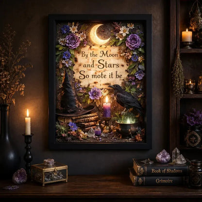 Dark Crow Canvas Wall Art - Black Framed Witchy Print for Mystic Home Decoration_mockup_2.webp