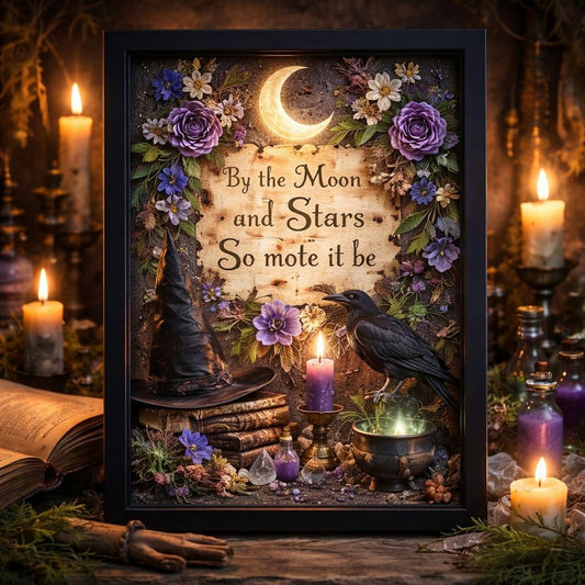 Dark Crow Canvas Wall Art - Black Framed Witchy Print for Mystic Home Decoration-MoonChildWorld