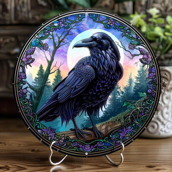 Dark Crow Metal Sign Black Raven Wall Sign Art-MoonChildWorld