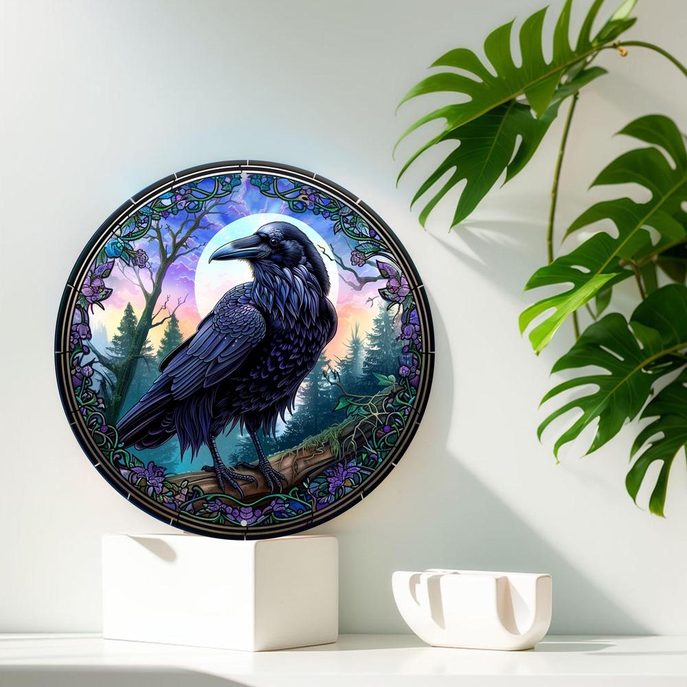 Dark Crow Metal Sign Black Raven Wall Sign Art-MoonChildWorld