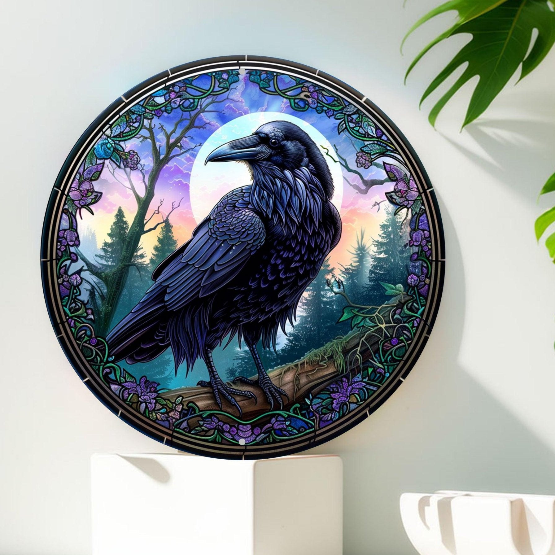 Dark Crow Metal Sign Black Raven Wall Sign Art-MoonChildWorld