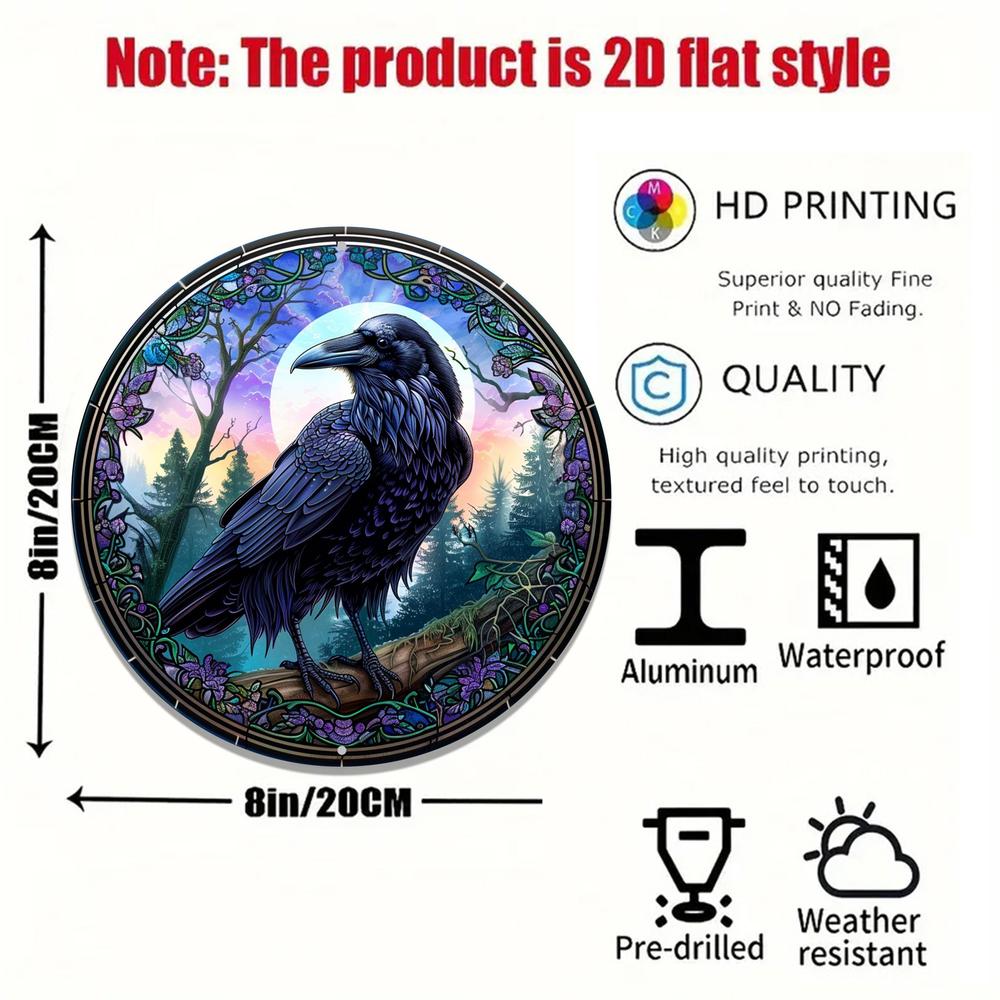 Dark Crow Metal Sign Black Raven Wall Sign Art-MoonChildWorld