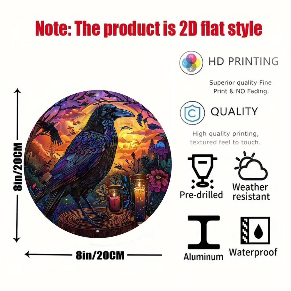 Dark Crow Metal Sign Black Raven Wall Sign Art-MoonChildWorld