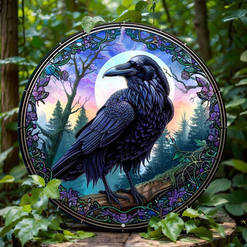 Dark Crow Metal Sign Black Raven Wall Sign Art-MoonChildWorld