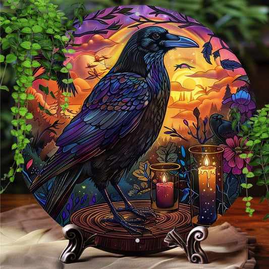 Dark Crow Metal Sign Black Raven Wall Sign Art-MoonChildWorld
