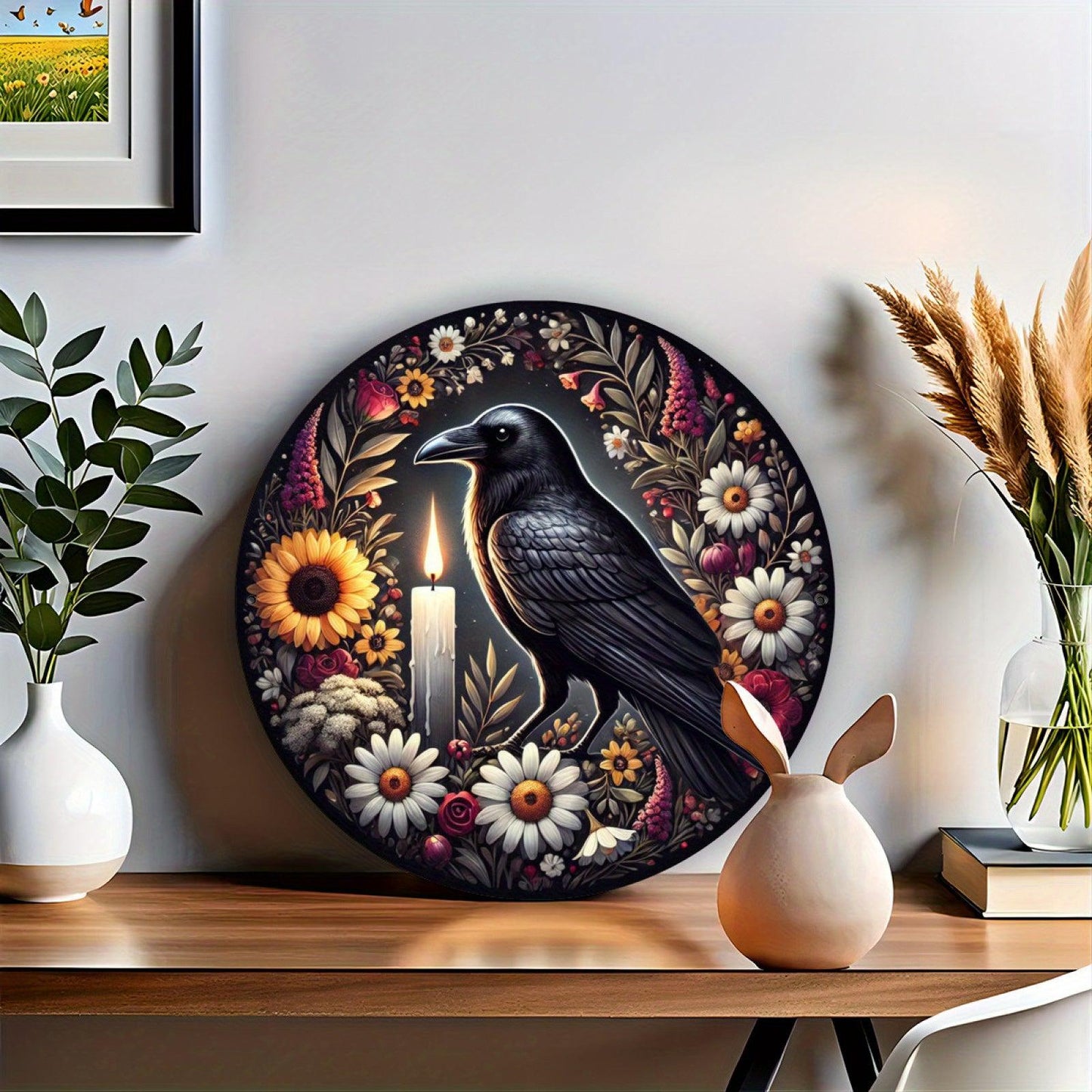 Dark Crow Metal Wall Art Black Raven Metal Sign for Witchy Christmas Decor-MoonChildWorld