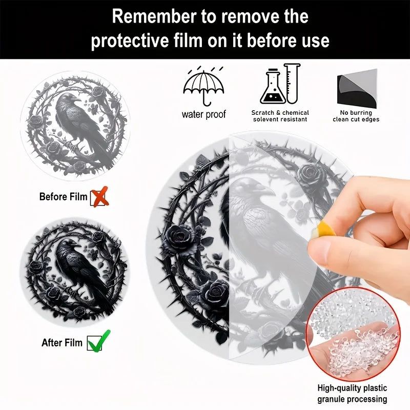 Dark Crow Suncatcher Witchy Raven Gothic Acrylic Round Sign-MoonChildWorld