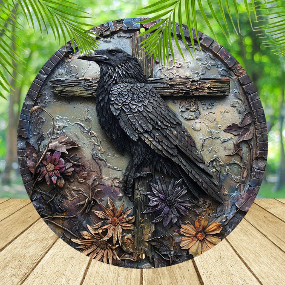 Dark Crow Witchy Raven Metal Sign Gothic Decor-MoonChildWorld
