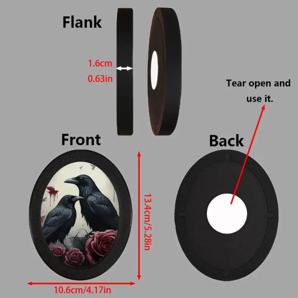 Dark Crows Gothic Wooden Oval Frame - Witchy Ravens Oval Wall Art - Halloween Wall Decoration-MoonChildWorld