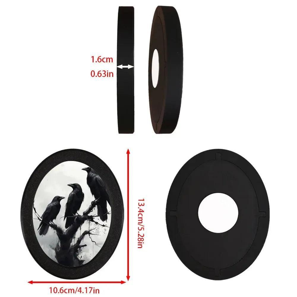 Dark Crows Wall Art - Witchy Black Ravens Gothic Wooden Oval Frame Halloween Wall Decoration-MoonChildWorld