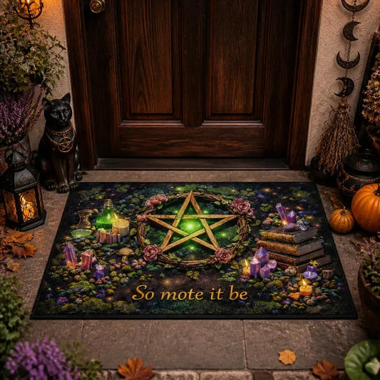Dark Forest Witchy Doormat witch Pentacle โ Cottagecore Pagan Welcome Mat for Green Witch Decor_mockup_1.webp